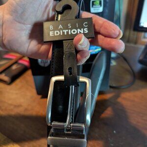 Basic Editions Black Belt With Silver Colored Reversible Buckle